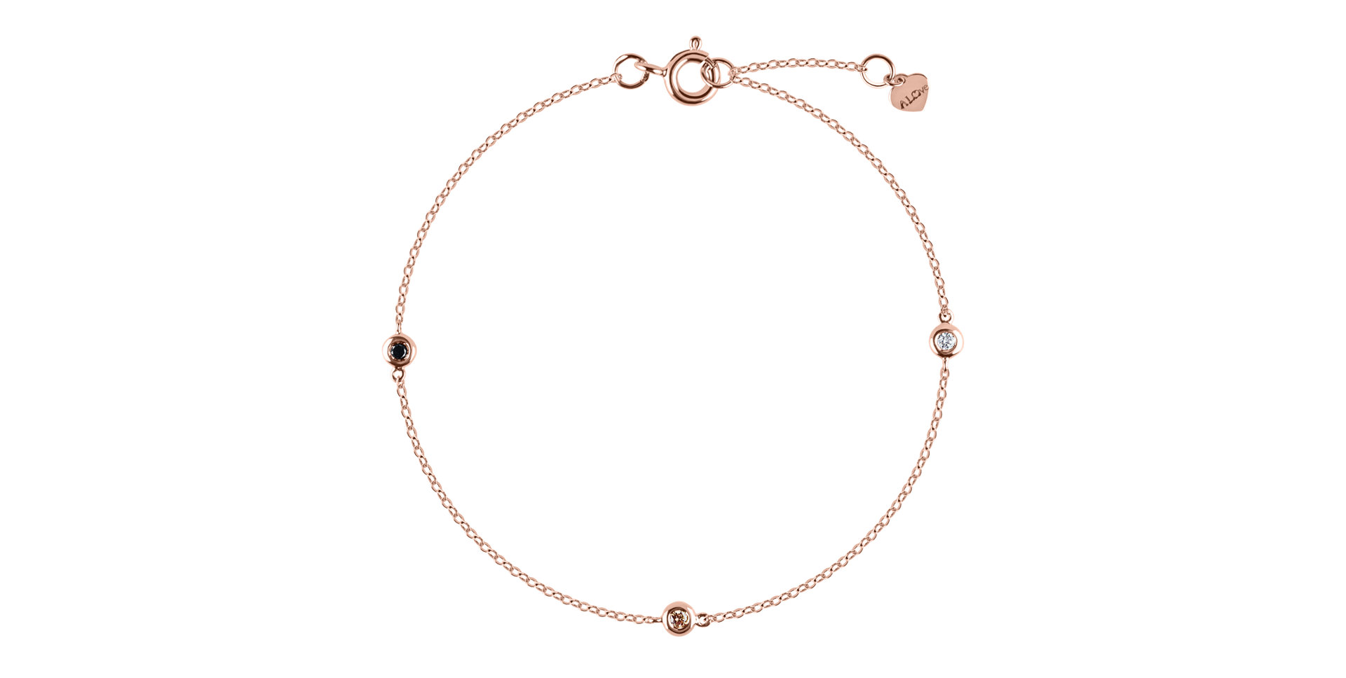 Náramek s černými a hnědými diamanty Dots