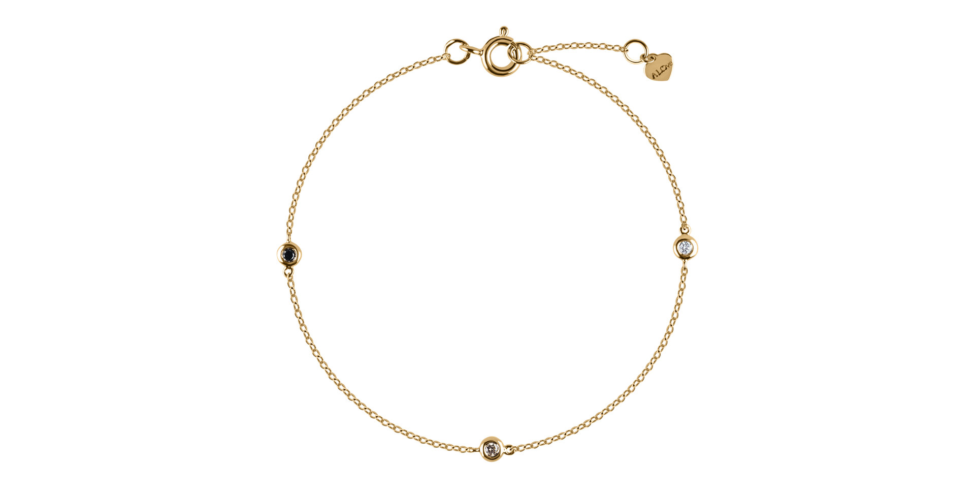 Náramek s černými a hnědými diamanty Dots