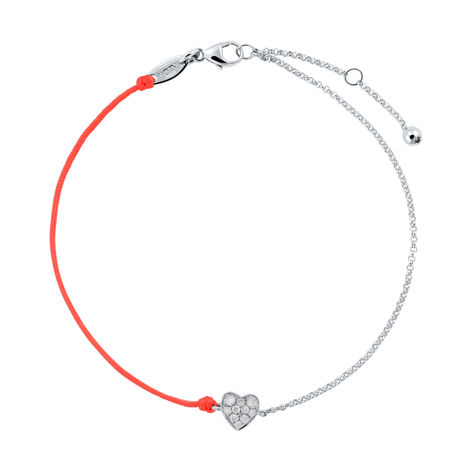 Diamantový náramek se šňůrkou Little Heart