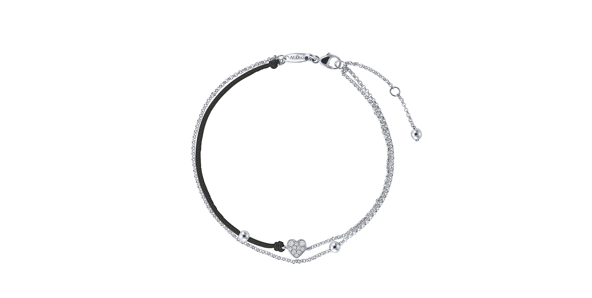 Diamantový náramek se šňůrkou Diamond Heart