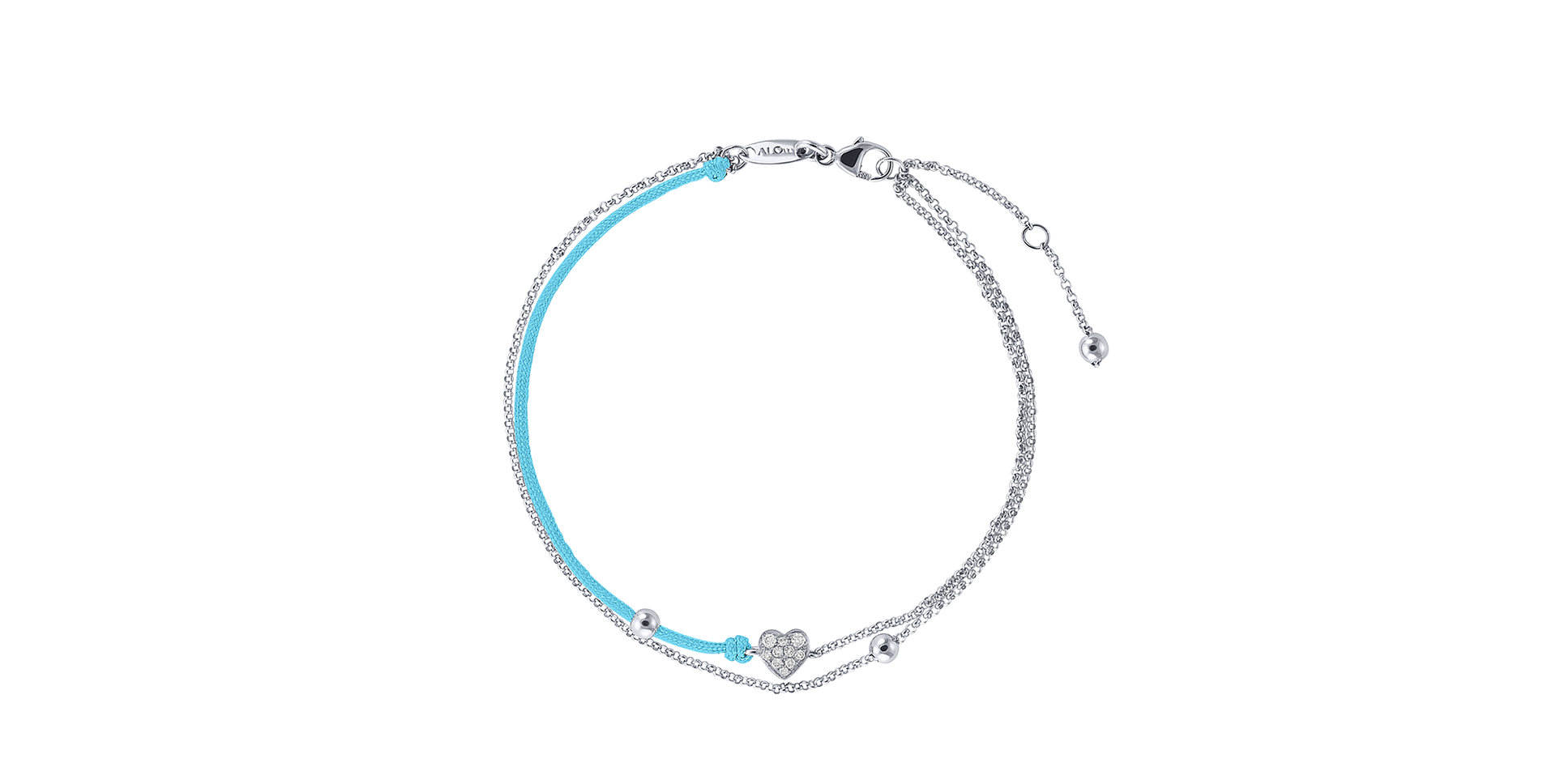 Diamantový náramek se šňůrkou Diamond Heart