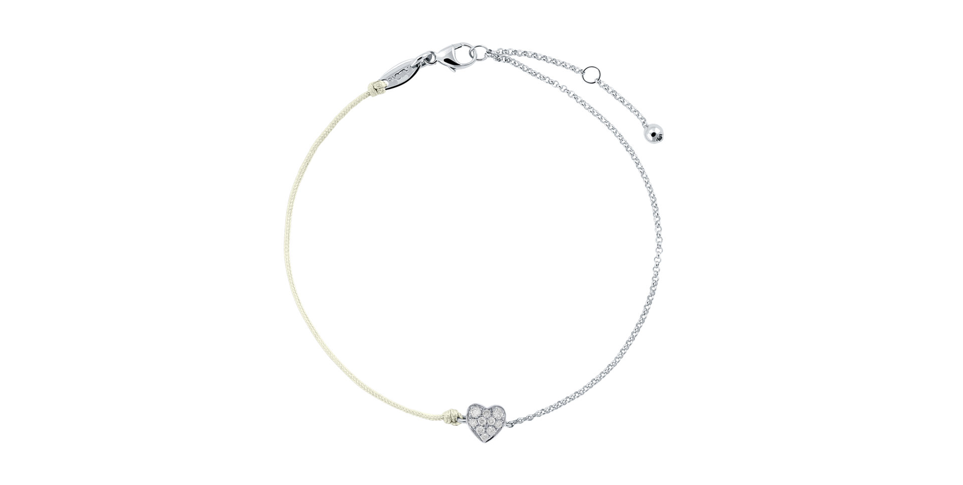 Diamantový náramek se šňůrkou Little Heart