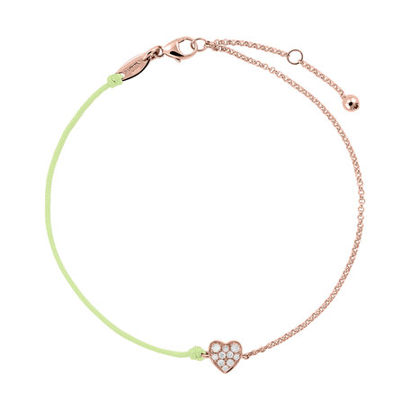 Diamantový náramek se šňůrkou Little Heart