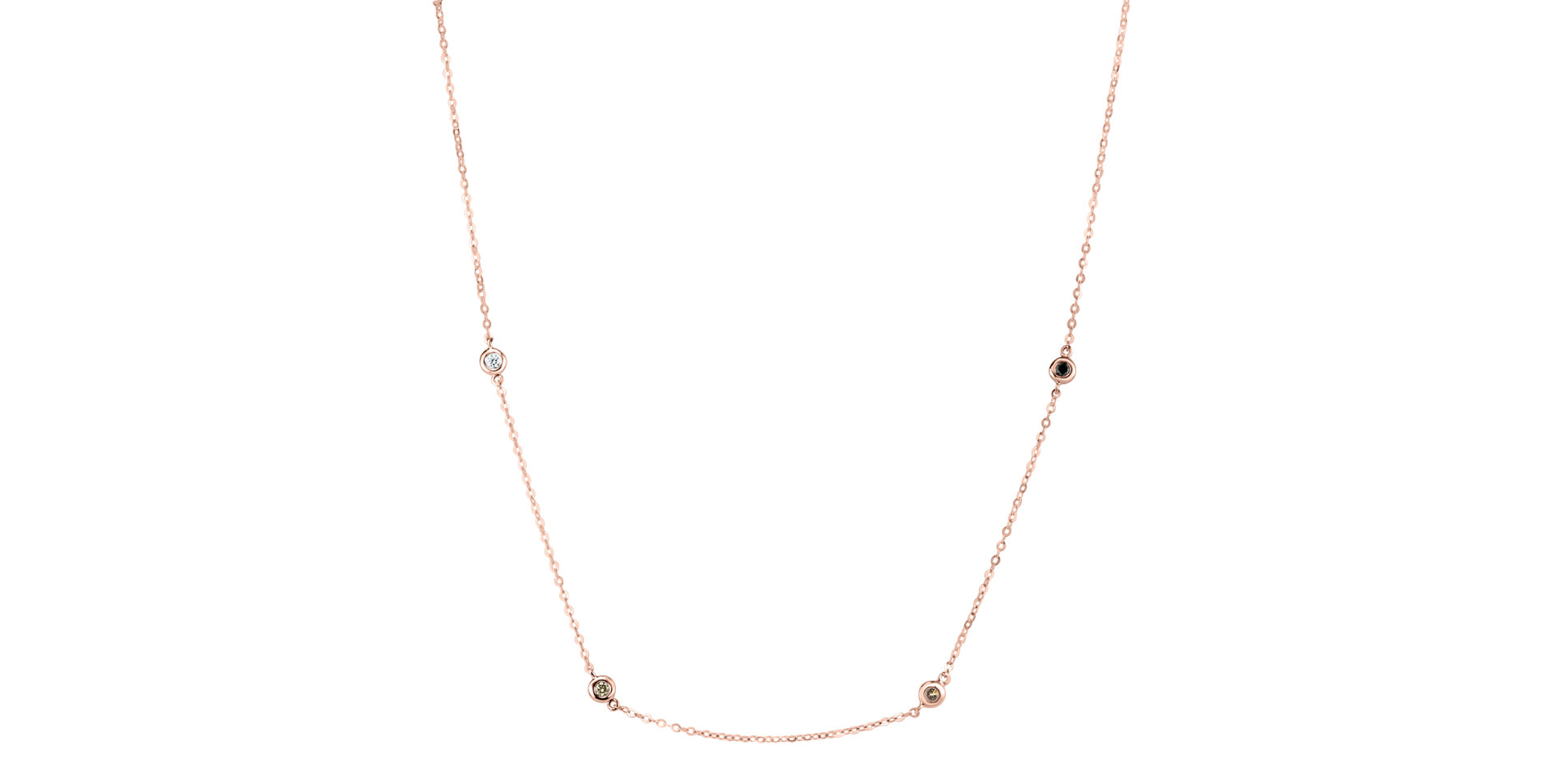 Náhrdelník s černými, hnědými a bílými diamanty Dots