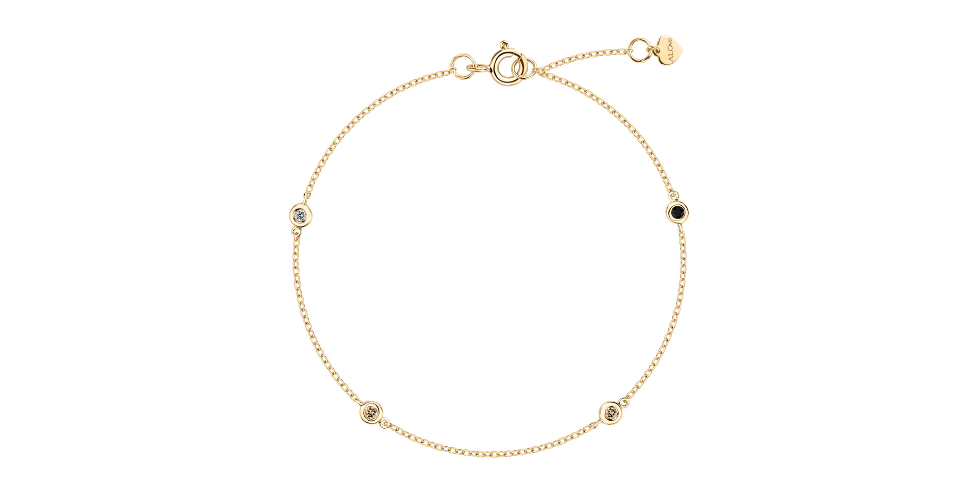 Náramek s černými a hnědými diamanty Dots