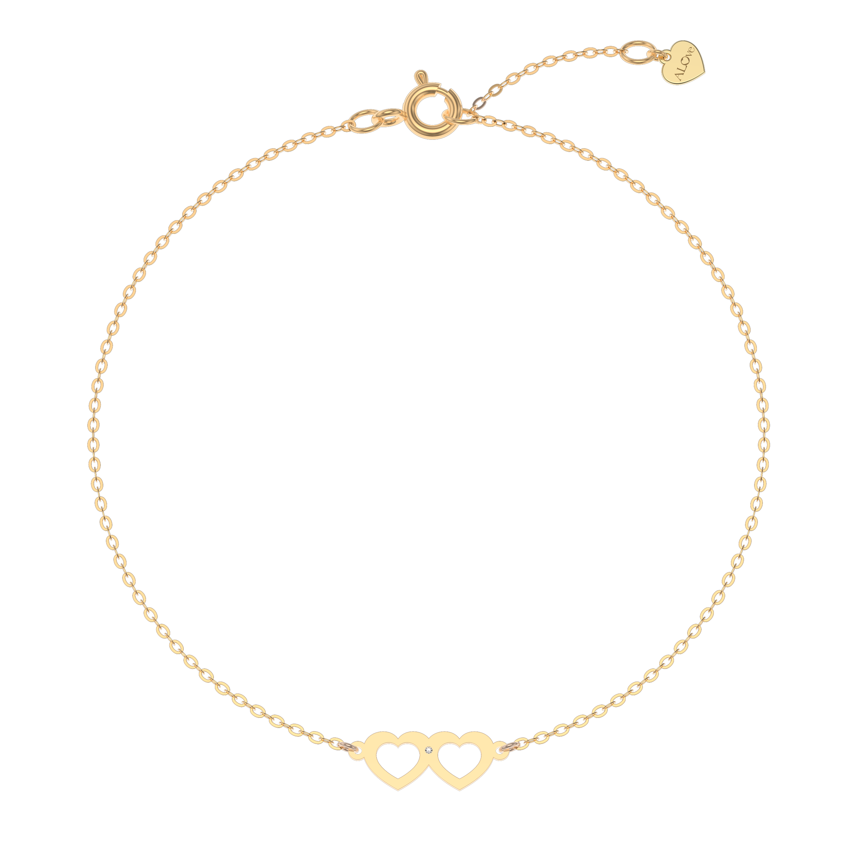Náramek s diamantem Two Hearts | ALOve