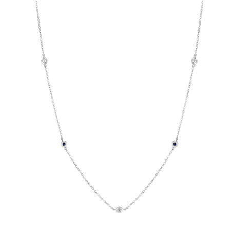 Náhrdelník s diamanty a safíry Dots