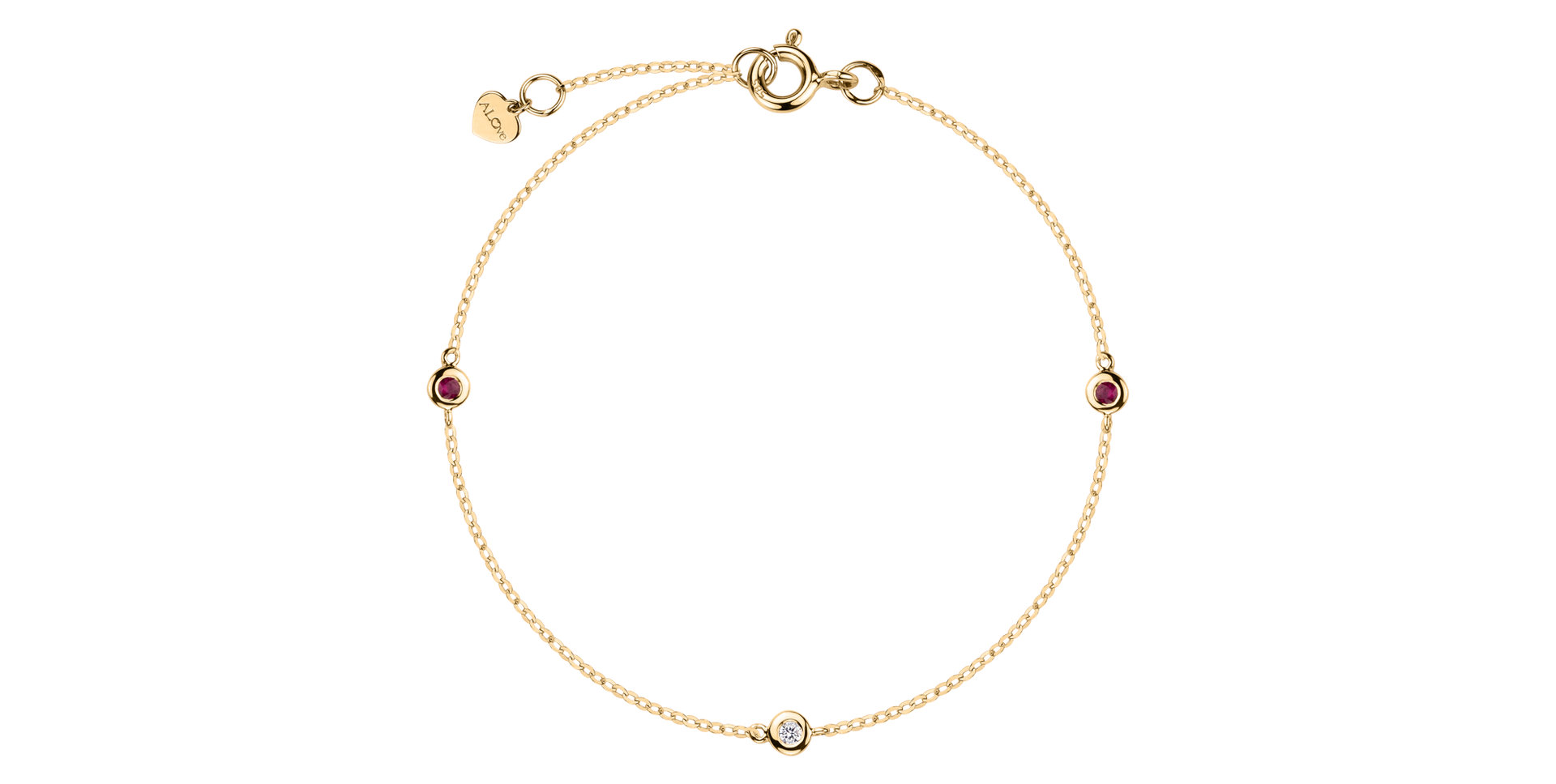 Náramek s diamantem a rubíny Dots