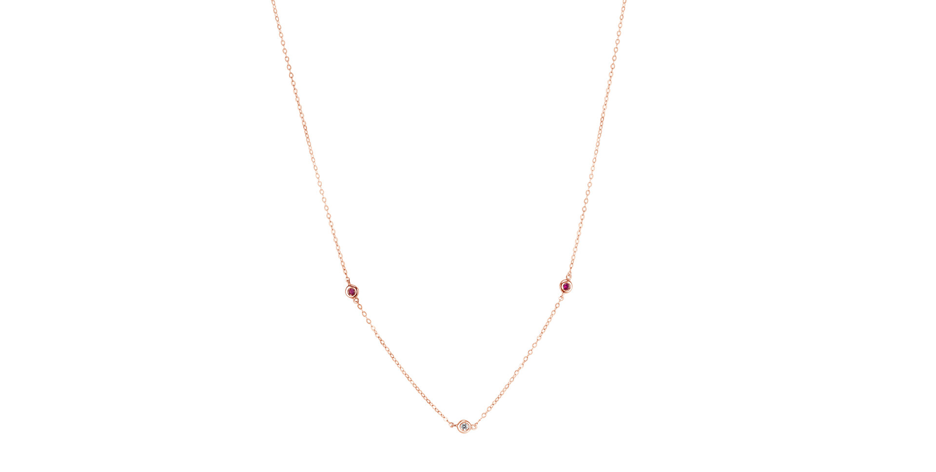 Náhrdelník s diamantem a rubíny Dots