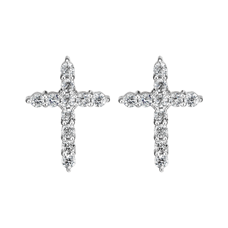 Náušnice s diamanty Glittering Cross