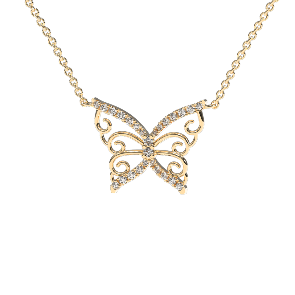 Náhrdelník s diamanty Shiny Butterfly