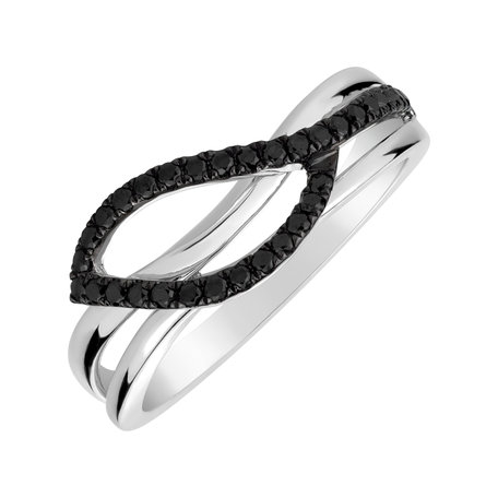 Prsten s černými diamanty Dazzling Leaf