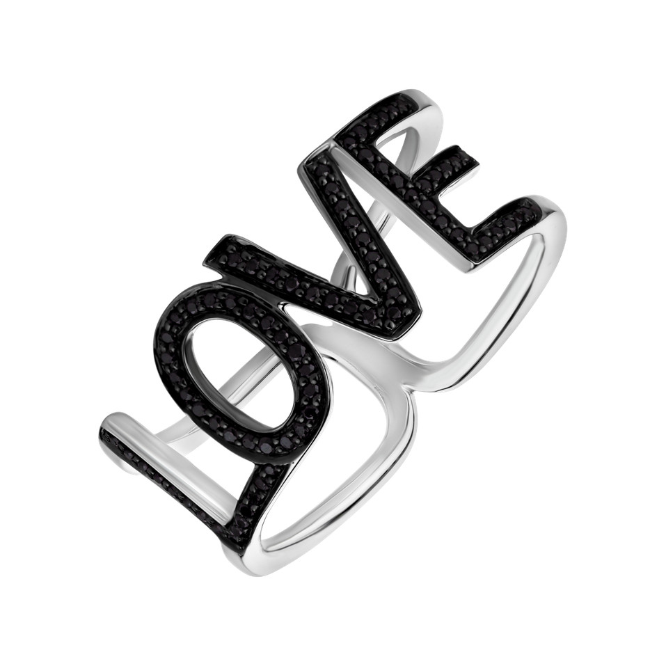 Prsten s černými diamanty Love