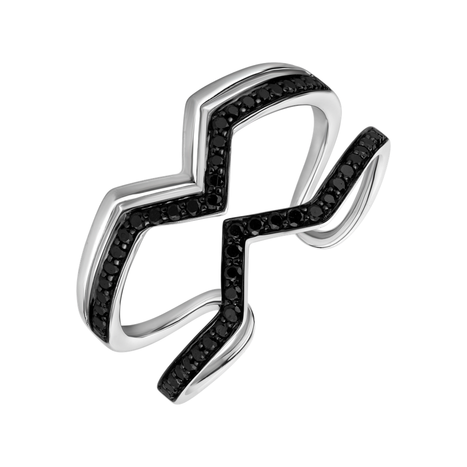 Prsten s černými diamanty Broken Aura