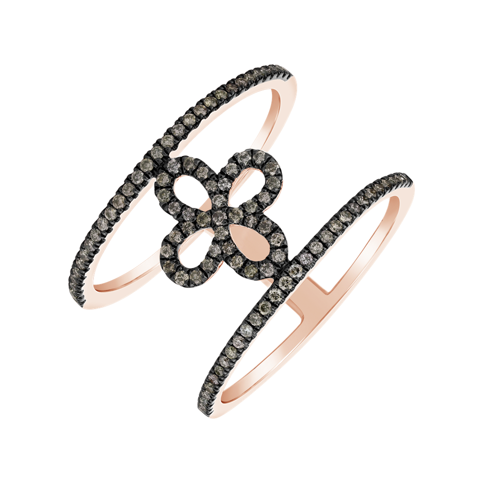 Prsten s hnědými diamanty Gorgeous Flower