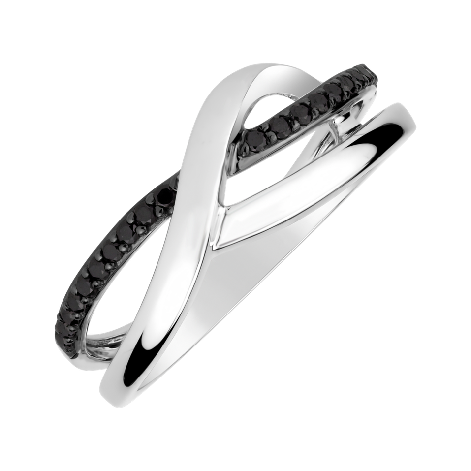 Prsten s černými diamanty Elegant Twist