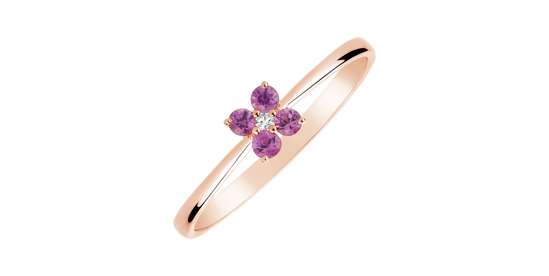 Prsten s diamantem a růžovými safíry Divine Bloom
