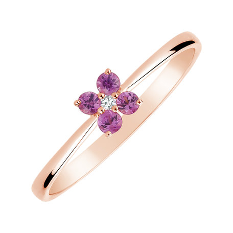 Prsten s diamantem a růžovými safíry Divine Bloom