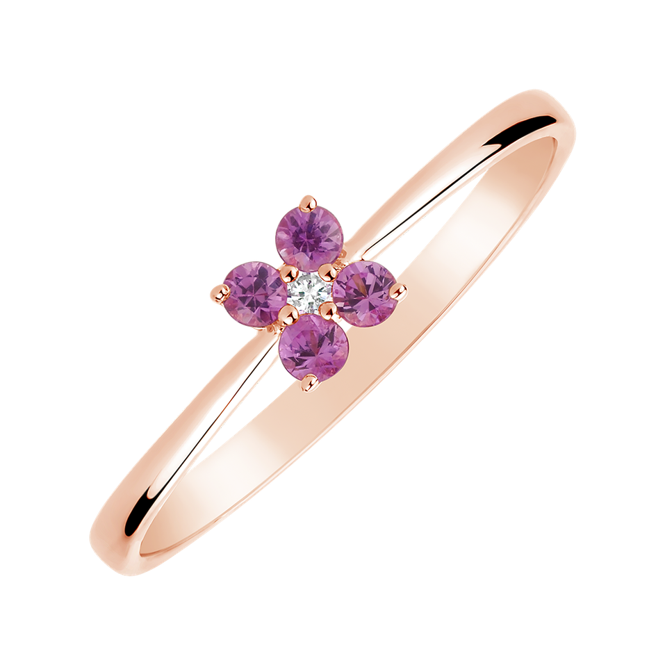 Prsten s diamantem a růžovými safíry Divine Bloom