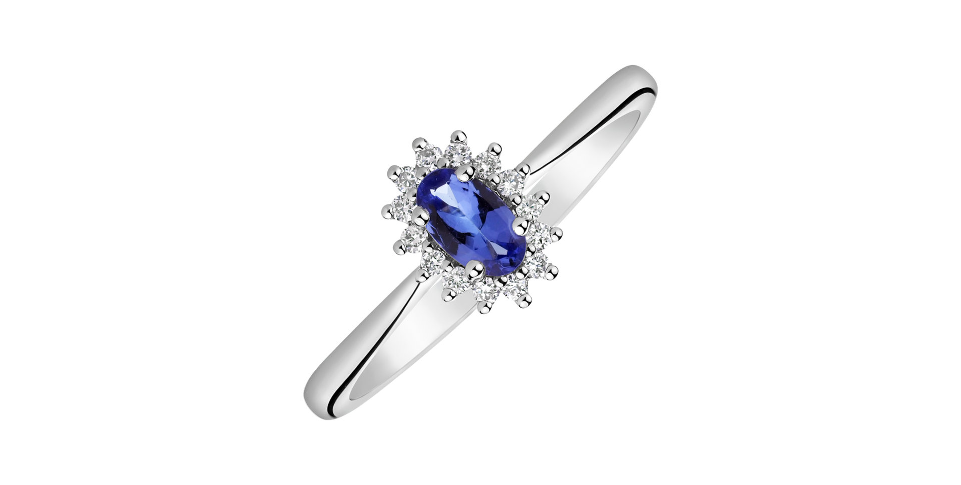 Prsten s diamanty a tanzanitem Princess