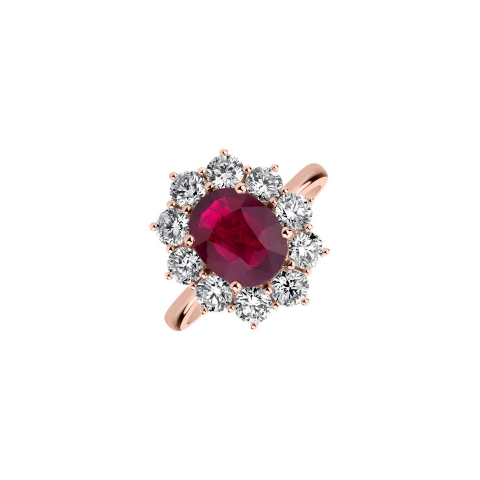 Prsten s rubínem a diamanty Princess