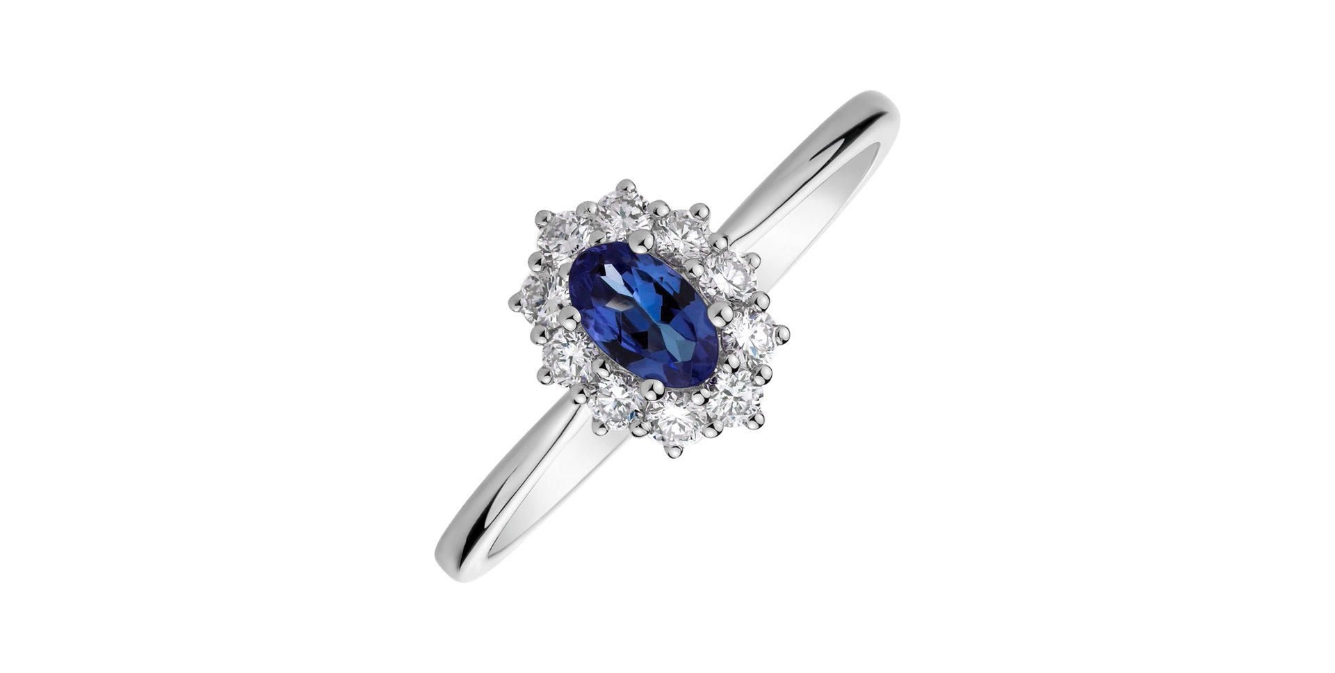Prsten s diamanty a tanzanitem Princess