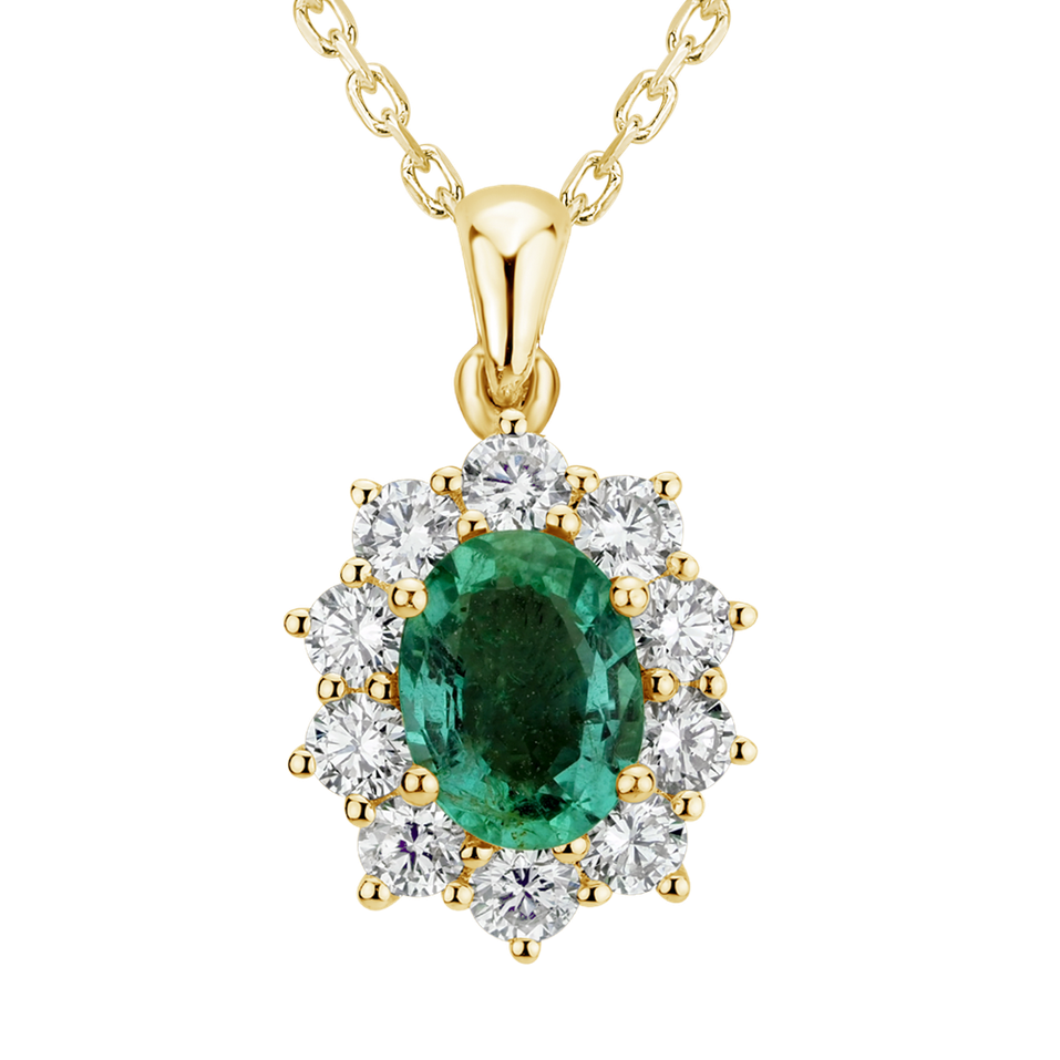 Přívěsek s diamanty a smaragdem Princess