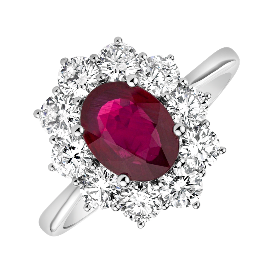 Prsten s diamanty a rubínem Princess