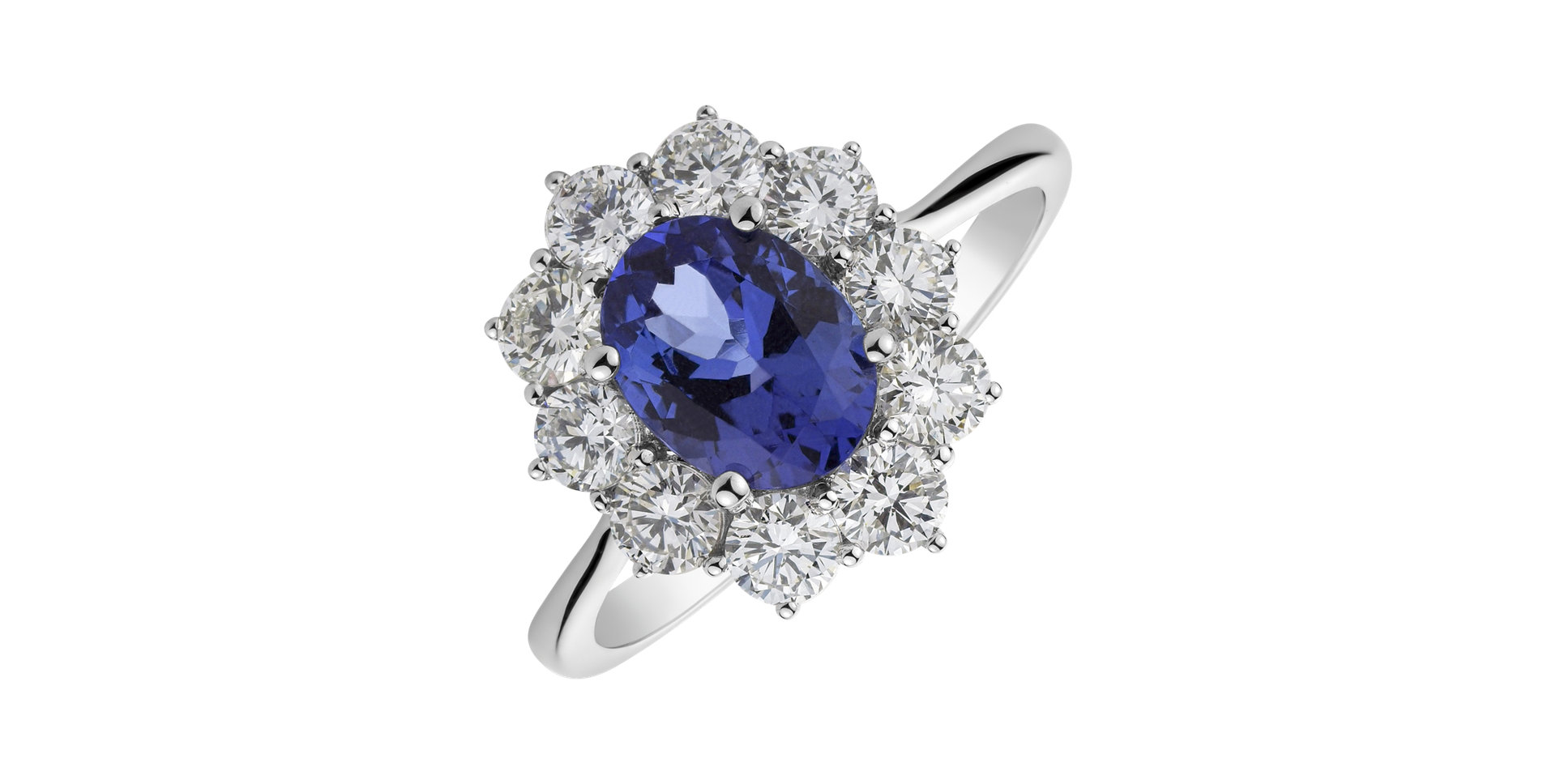 Prsten s tanzanitem a diamanty Princess