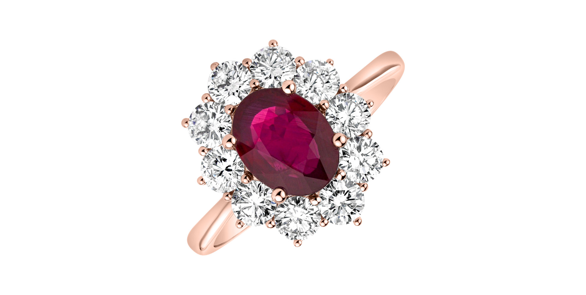 Prsten s diamanty a rubínem Princess