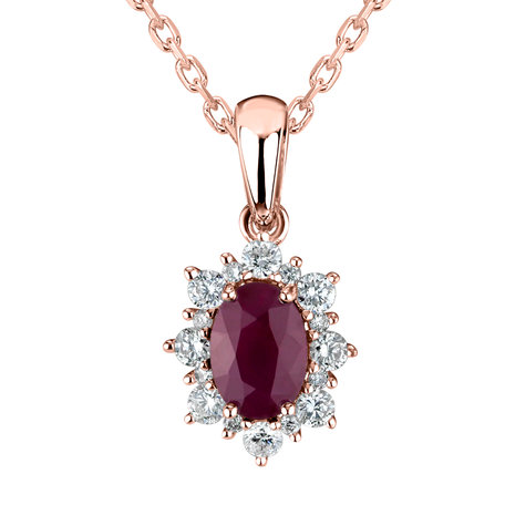 Přívěsek s rubínem a diamanty Princess