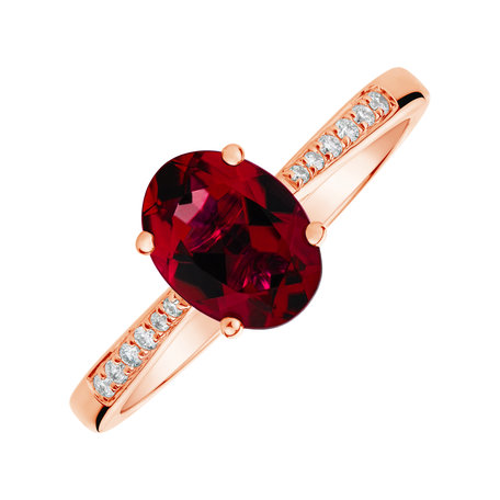 Prsten s diamanty a rhodolitem Bonbon