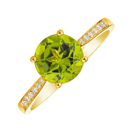 Prsten s diamanty a peridotem Bonbon
