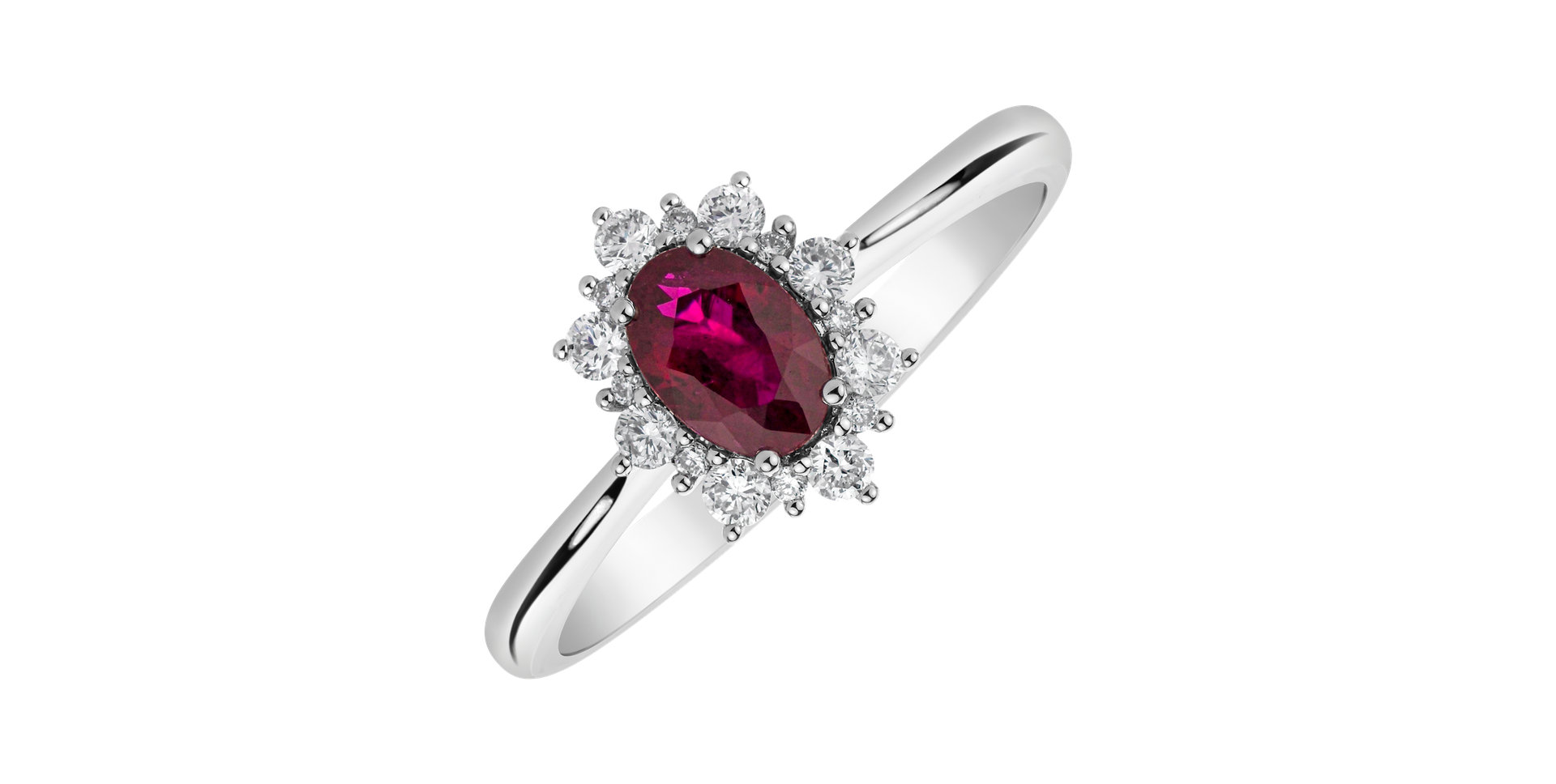 Prsten s diamanty a rubínem Princess