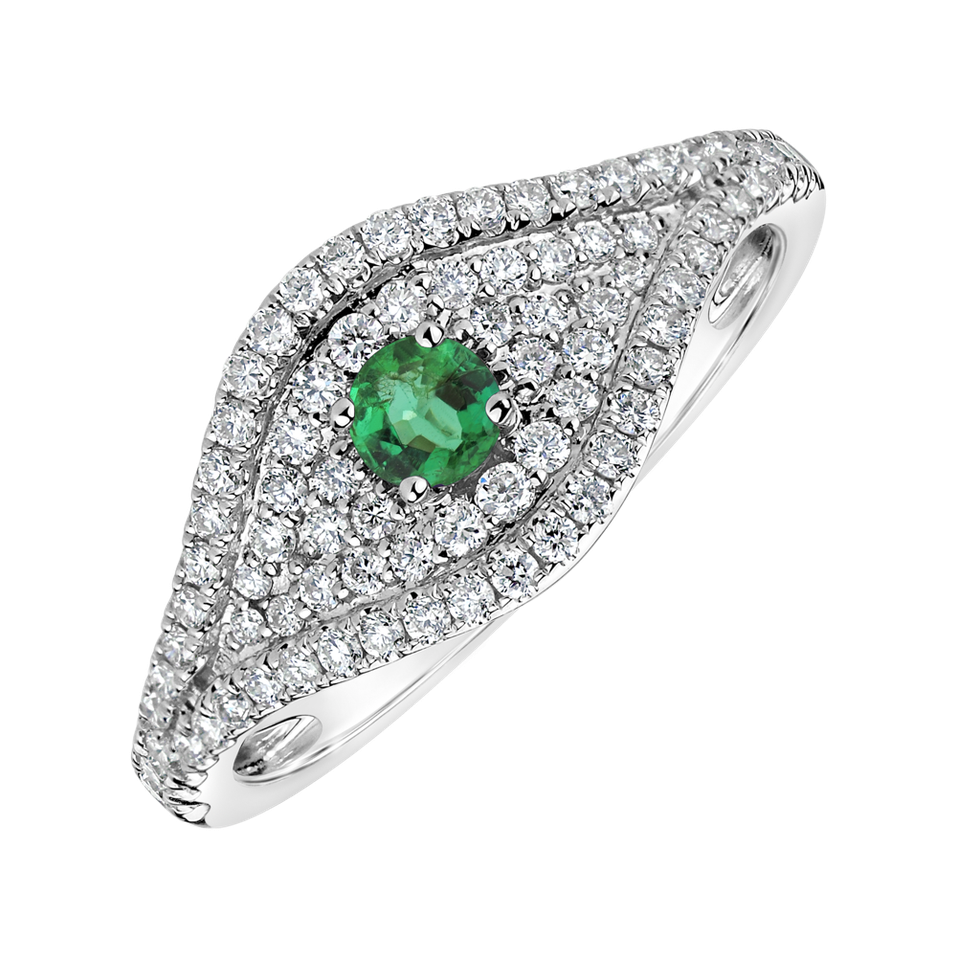 Prsten s diamanty a smaragdy Bright Vision
