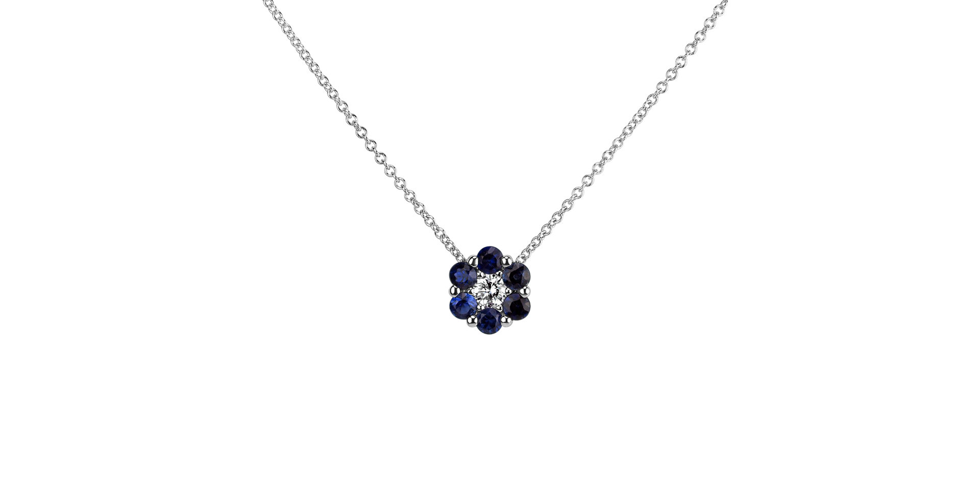 Náhrdelník s diamantem a safíry Shiny Constellation