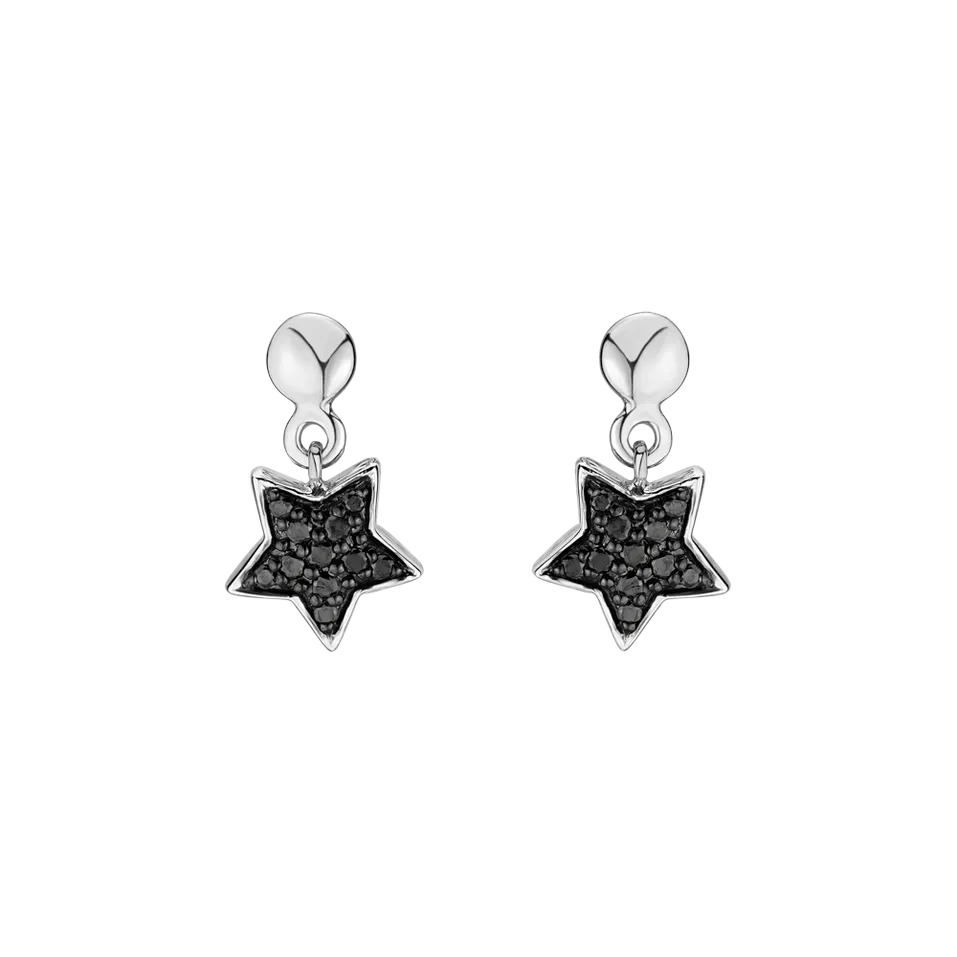 Náušnice s černými diamanty Amazing Night