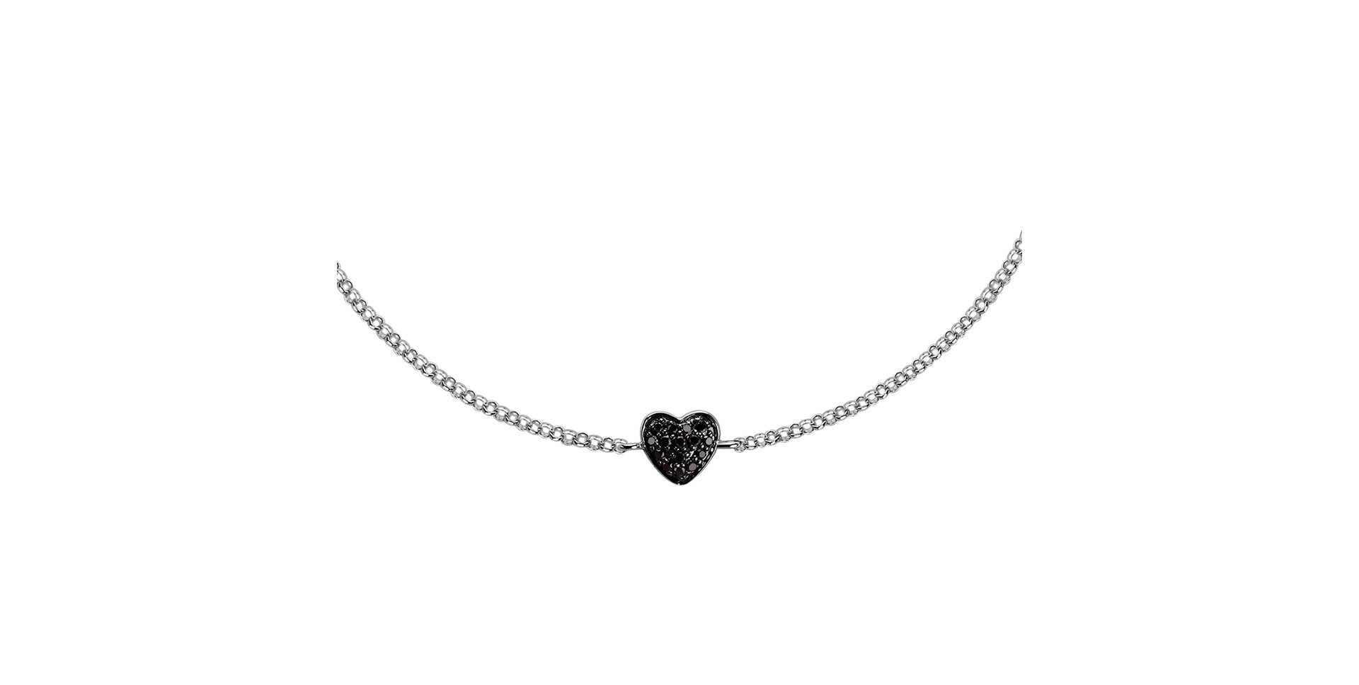 Náramek s černými diamanty Little Heart