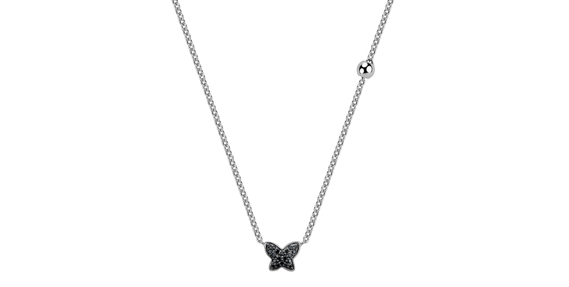 Náhrdelník s černými a bílými diamanty Magic Butterfly