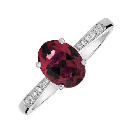 Prsten s diamanty a rhodolitem Bonbon