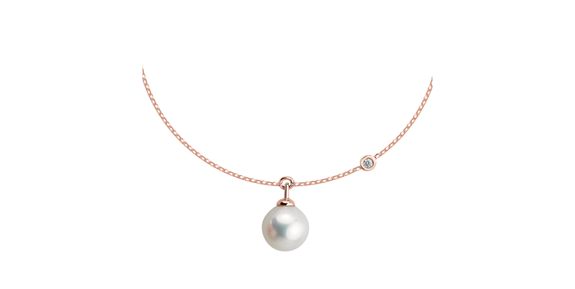 Náramek s diamantem a sladkovodní bílou perlou Lovely Lake