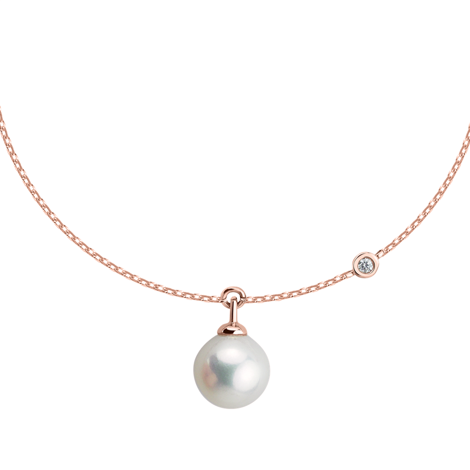 Náramek s diamantem a sladkovodní bílou perlou Lovely Lake