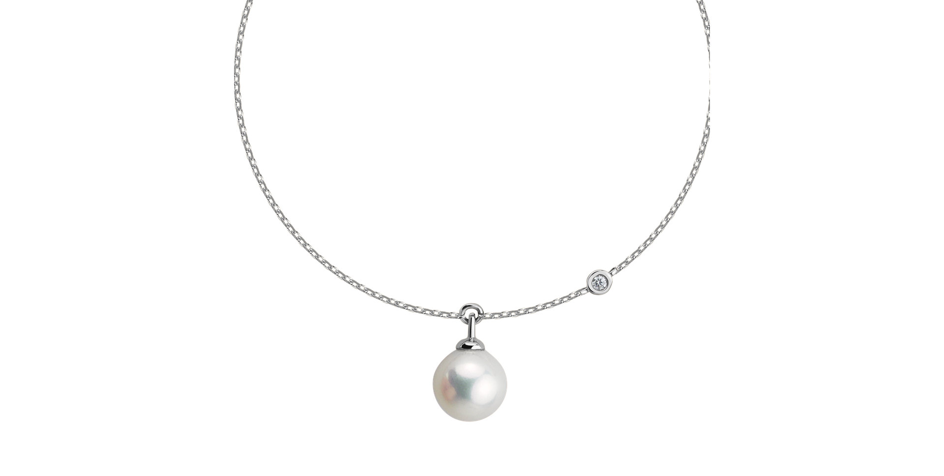 Náramek s diamantem a sladkovodní bílou perlou Lovely Lake
