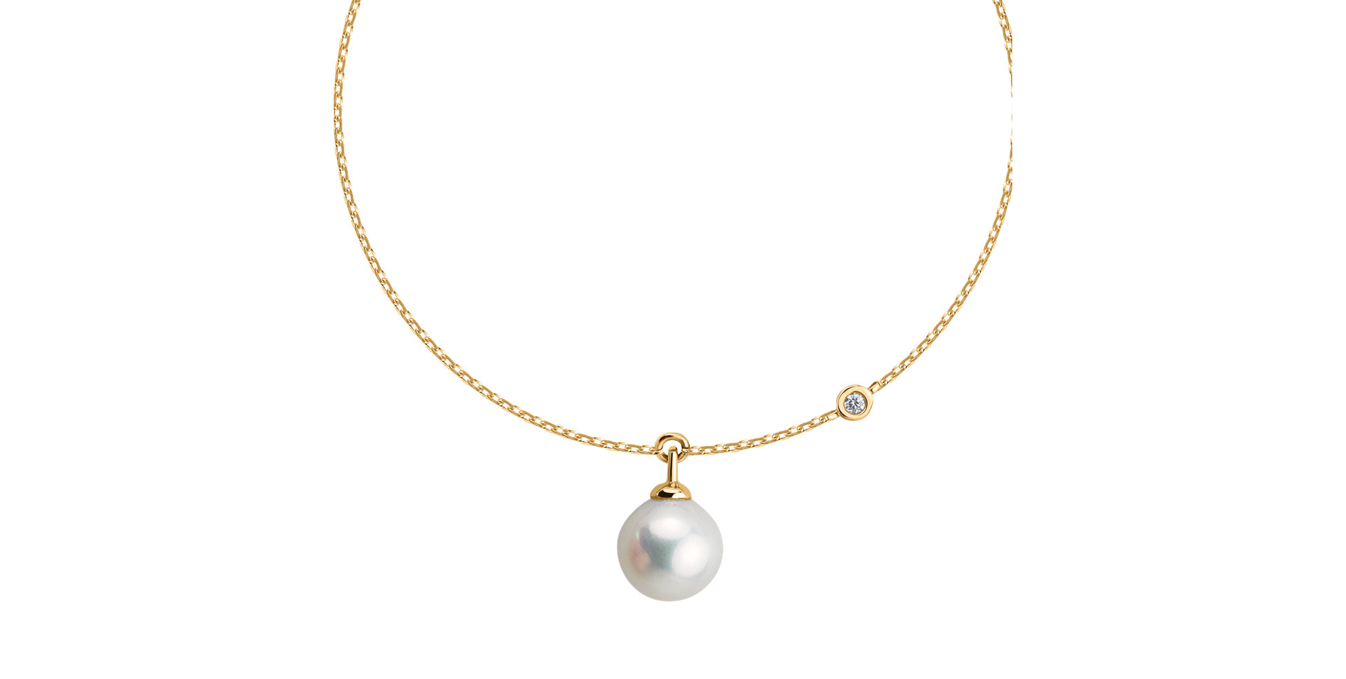 Náramek s diamantem a sladkovodní bílou perlou Lovely Lake