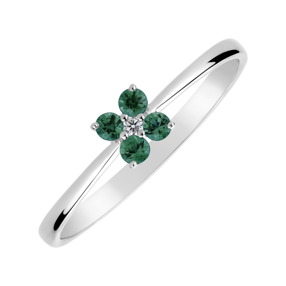 Prsten s diamantem a smaragdy Divine Bloom