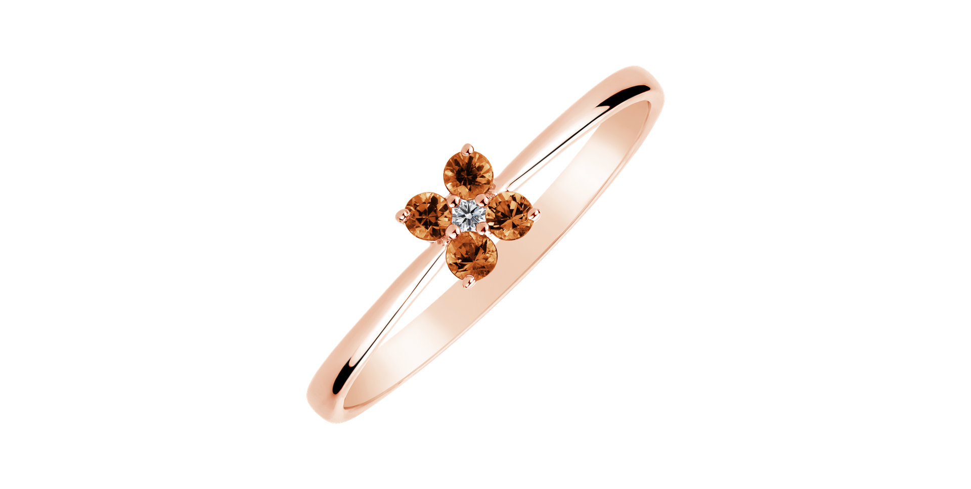 Prsten s diamantem a citríny madeira Divine Bloom