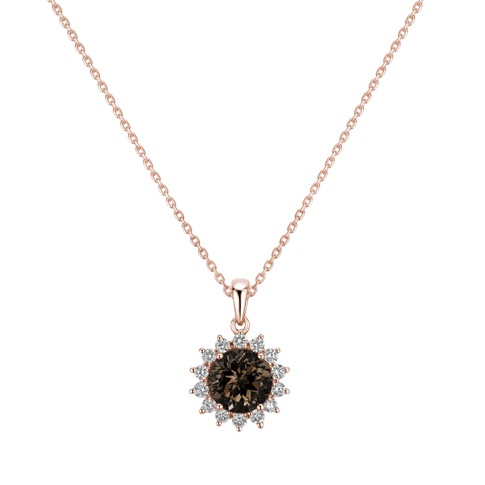 Přívěsek s diamanty a smoky quartzem Lilac Flower
