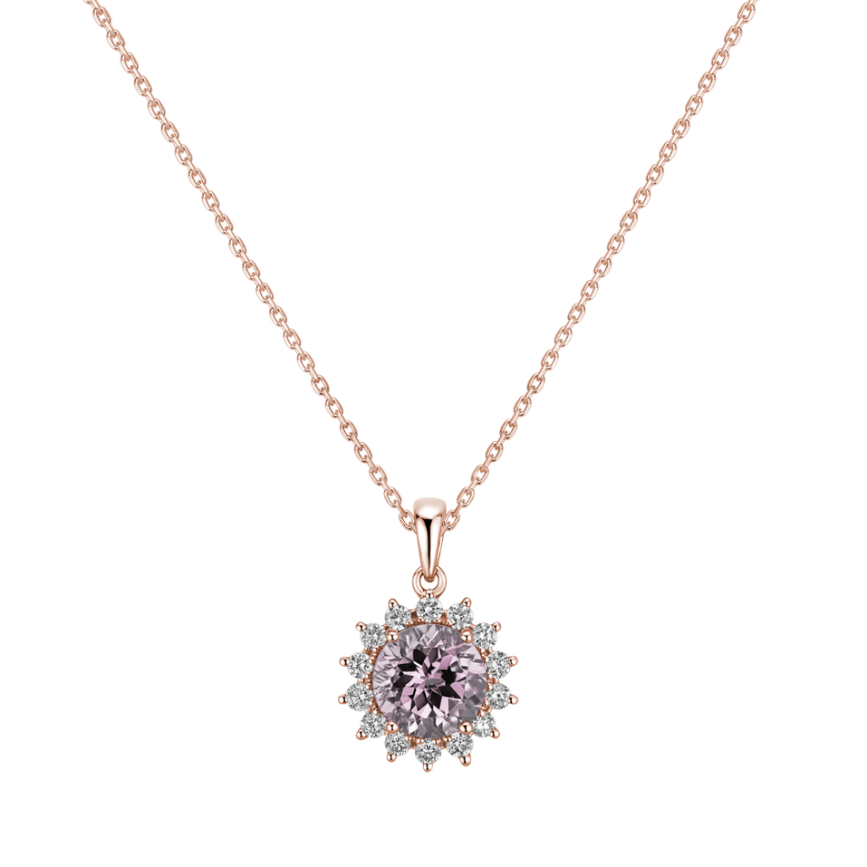 Přívěsek s růženínem a diamanty Lilac Flower