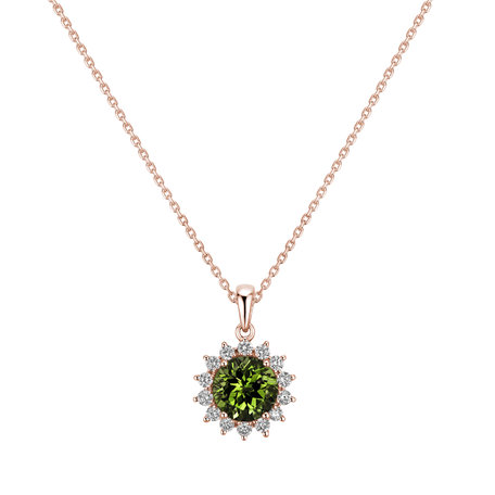 Přívěsek s diamanty a peridotem Lilac Flower