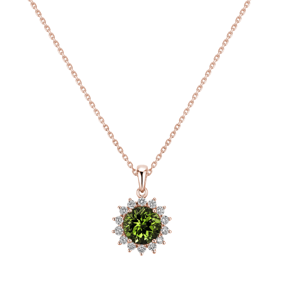 Přívěsek s diamanty a peridotem Lilac Flower